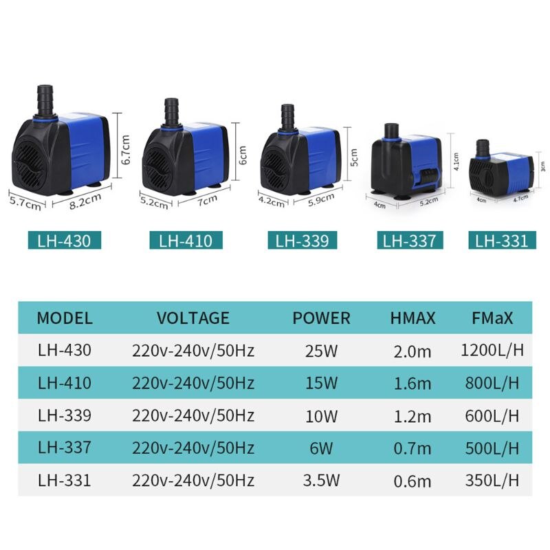 Eu plug 220-240v dompelpomp voor fonteinfilter aquarium waterpomp