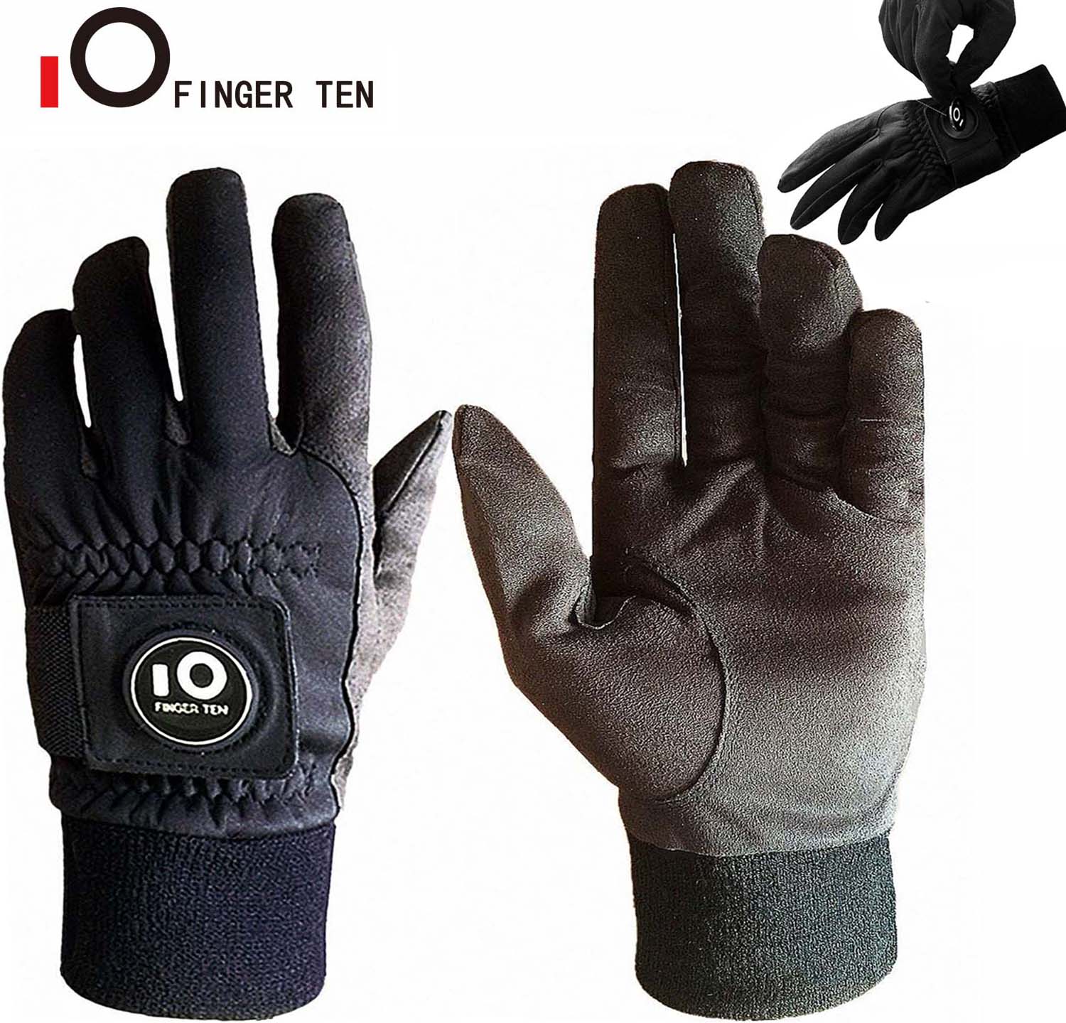 Gants de Golf d'hiver pour hommes, avec poignée coupe-vent, imperméable, marqueur de balle S M ML L XL, directe
