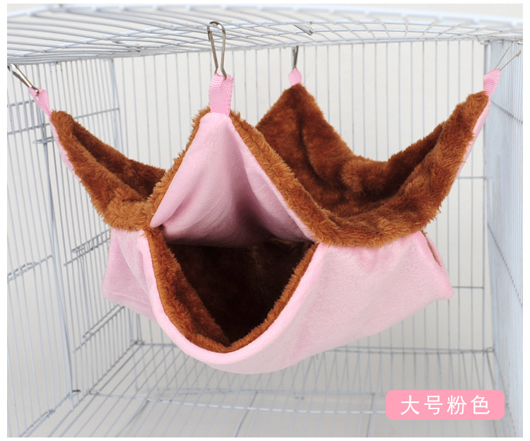 Hamaca de felpa de doble capa para mascotas, cama colgante cálida para hámster, hurón, cama colgante para gatos, roedores, hamaca, suministros para mascotas: SCARLET