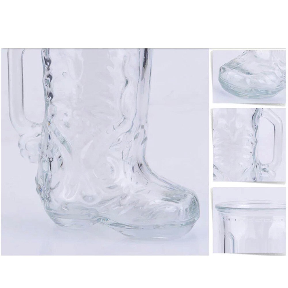 Novelty Glass Boot Shape Beer Water Mug Cup 500ml Drinking Coffee Cappuccino Cocktail Tea Cups Camping Tumbler with Handle