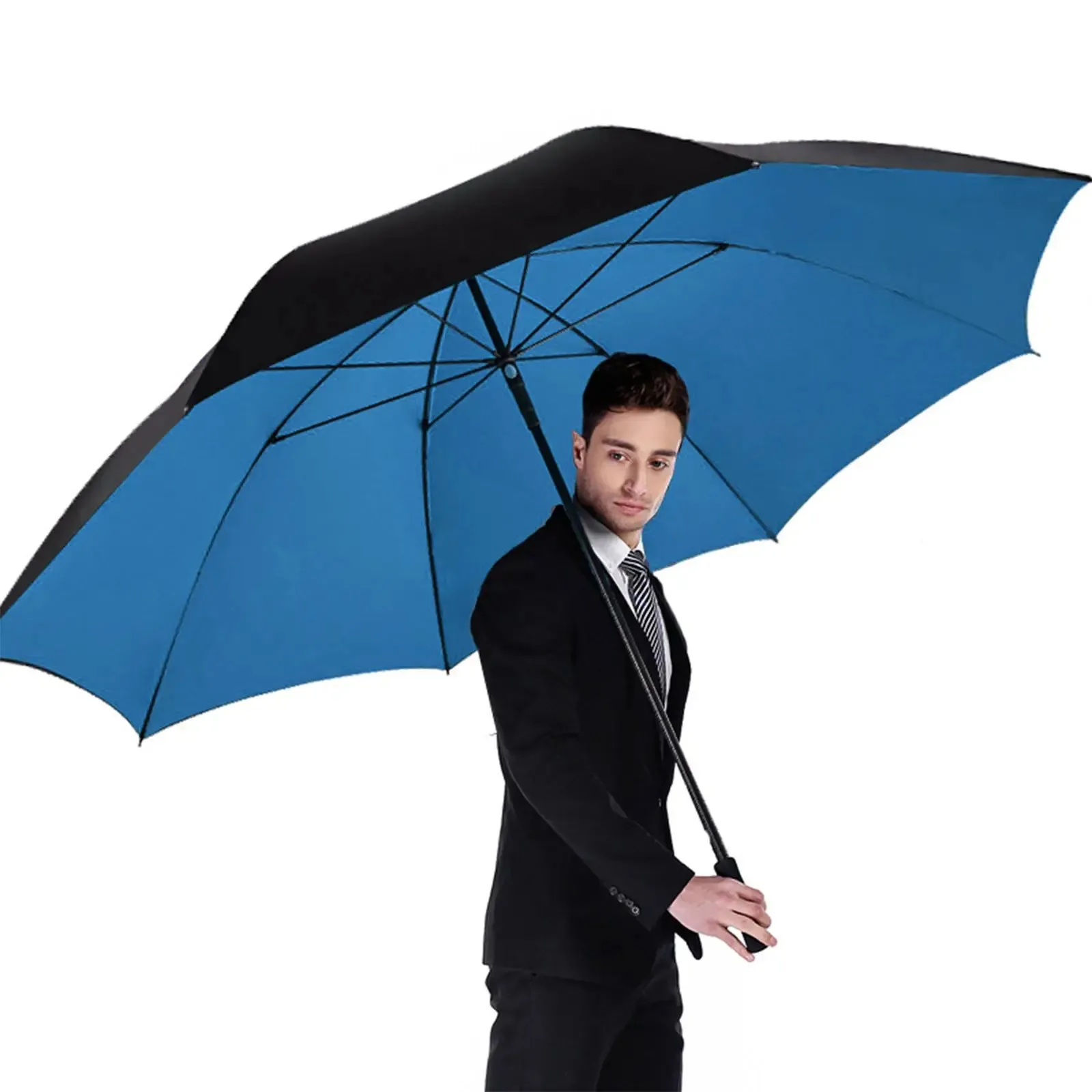 185 cm großer Golf-Regenschirm für Männer, manuell, langer Griff, beständig, UV-Schutz, Sonnenschirm, Schatten, Reise-Strandschirm, winddicht, stark