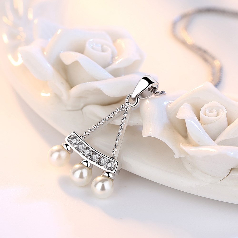 NEHZY-collar con colgante de plata de ley 925 para mujer, joyería de , collar de perlas de circonita de cristal de , 45CM de longitud