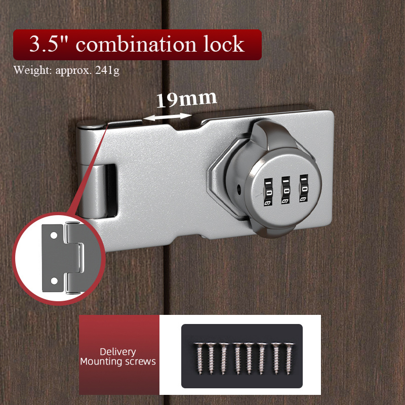 90° combination lock security lock for refrigerator cabinets and drawers sliding door lock for file cabinets bedroom door lock: Bronze