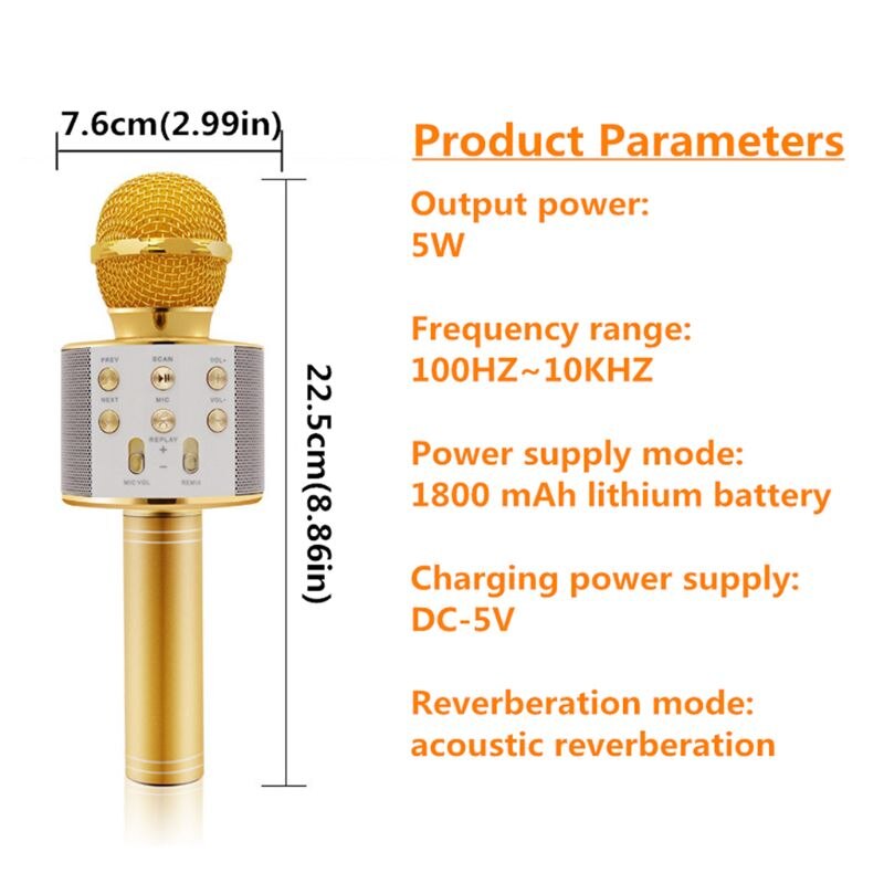 Wireless Portable Handheld Bluetooth Karaoke Microphone Singing Machine