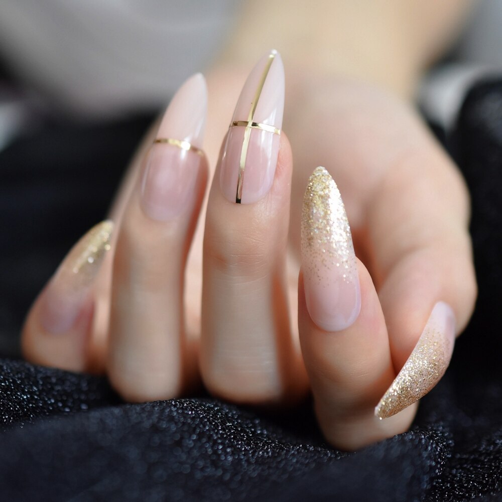 Faux Ongles en marbre, pré-conçus, pré-conçus, Ongles de luxe Extra longs en forme de cercueil, accessoires de décoration pour fêtes et mariage: L5266