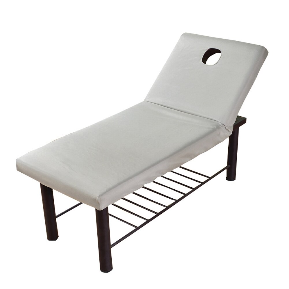 Pure Color Elastic Beauty Bed Cover For Beauty Salon Spa Massage Bed Table Couch Bedding Cover with Face Breath Hole 190x70cm: Grey