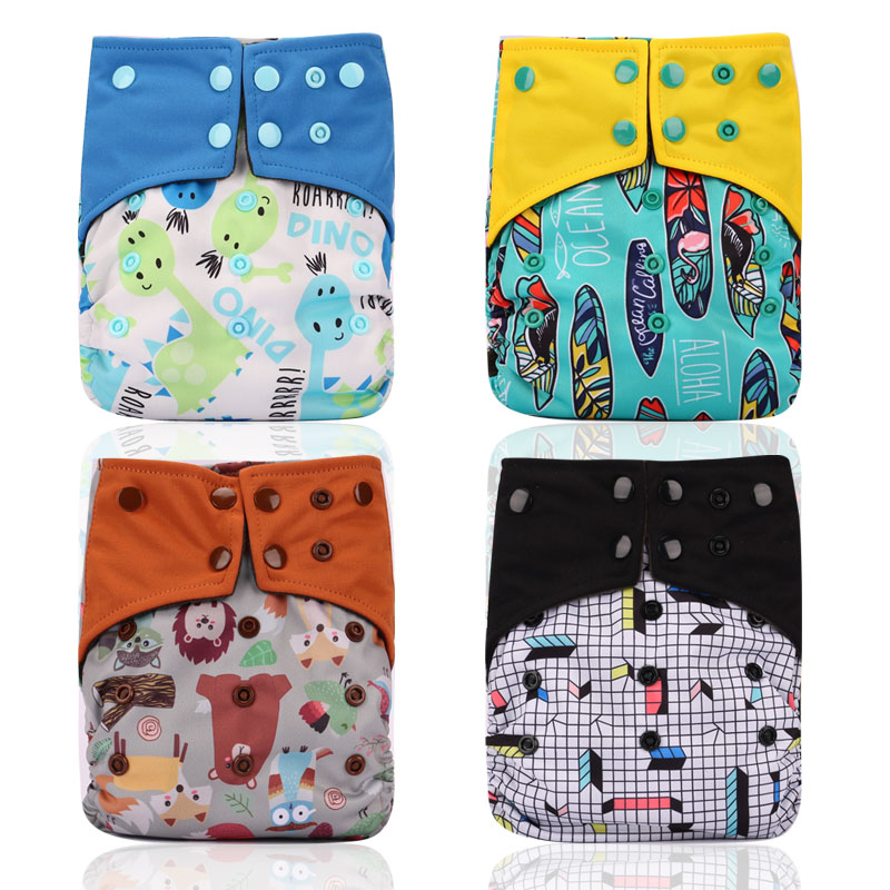 Pororo Baby Herbruikbare Doek Luier Bamboe Houtskool 4 Stuks, Wasbare Luier Luiers Met Kleur Tab Houtskool Inserts
