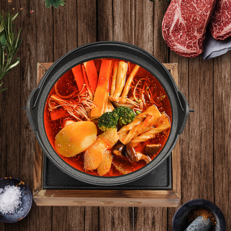 Sukiyaki Ijzeren Pot Met Houten Deksel Japanse Shabu Pot Opknoping Kachel Restaurant Koken Set