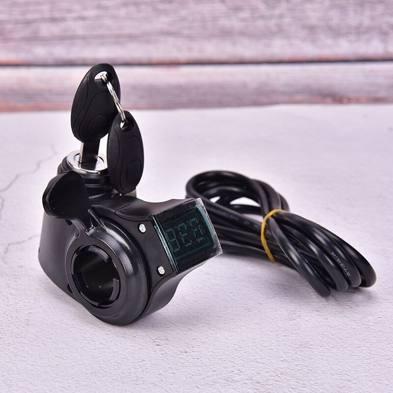 Electric Bike Half Wrist Throttle Grip Handle LED Display Indicator/Lock Key Knock Half Twist Throttle