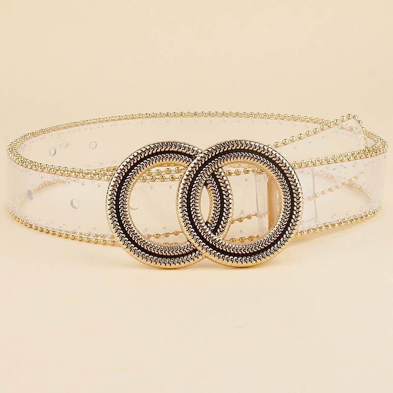1PC femmes Transparent ceinture clair rond carré coeur broche boucle large taille bandes dames ceinture Punk taille ceinture: Yd1210