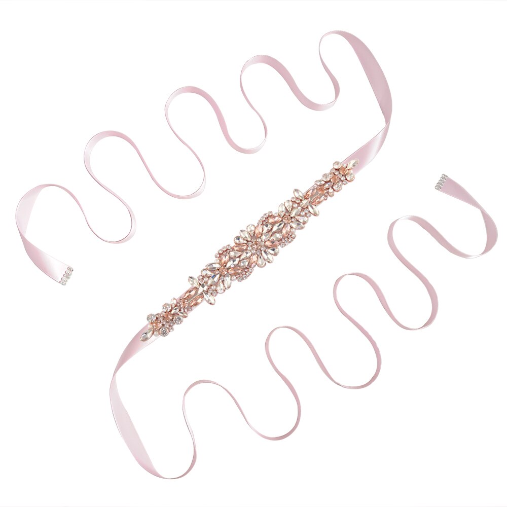 Jahrgang Rosa Kleid Gürtel Rose Gold Hochzeit Gürtel für Frauen Schmuck Gürtel Strass Schärpe Braut Juwel Gürtel Abendkleid Gürtel: Rosa
