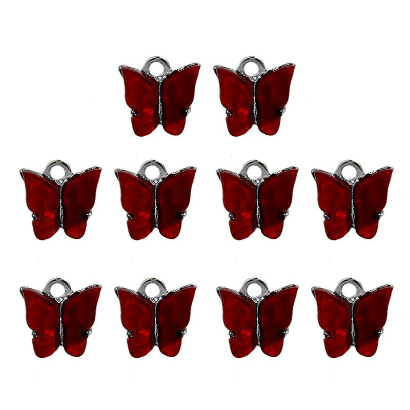 JJFOUCS 10Pcs/set Color Mixing Butterfly Cute Acrylic DIY Animal Pendant Handmade Jewelry For Necklace Bracelet Anklet Earring: 000202RS