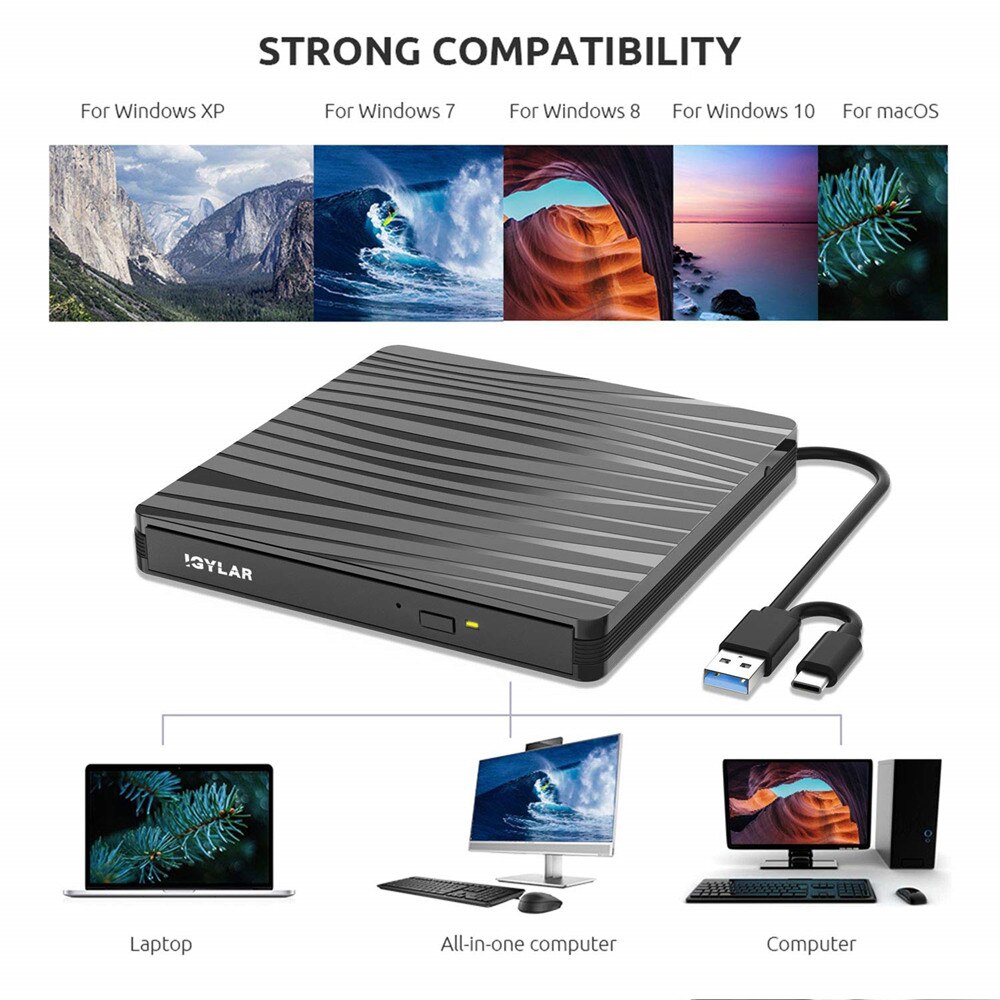 USB 3,0 Typ C Externe CD Stock Dual Schnittstelle DVD Brenner Schriftsteller DVD-RW DVD Rom Spieler für hp Laptop Computer Fenster