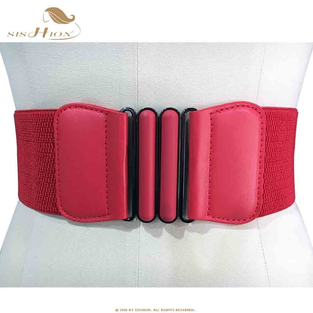 Cinturón ancho Vintage de para mujer, cinturones para elásticos de famosa de , cinturones para mujer de traje rojo Camel negro VB0007: VB0059 Red