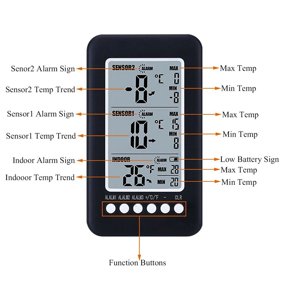 Digital LCD Thermometer Display Free Standing Freezer Fridge Gauge Home
