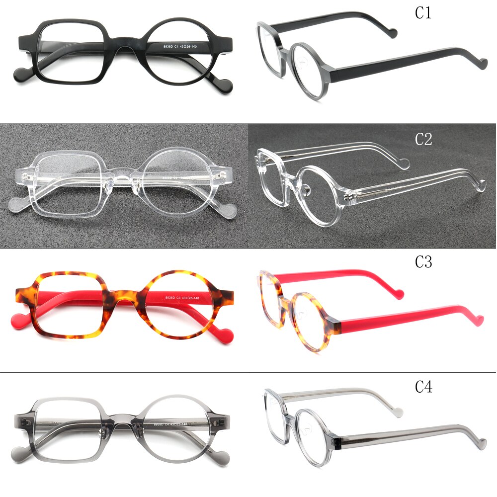 Lunettes de lunettes rondes carrées | Lunettes rétro légères faites à la main à bord complet, femmes hommes Prescription, lunettes de claires