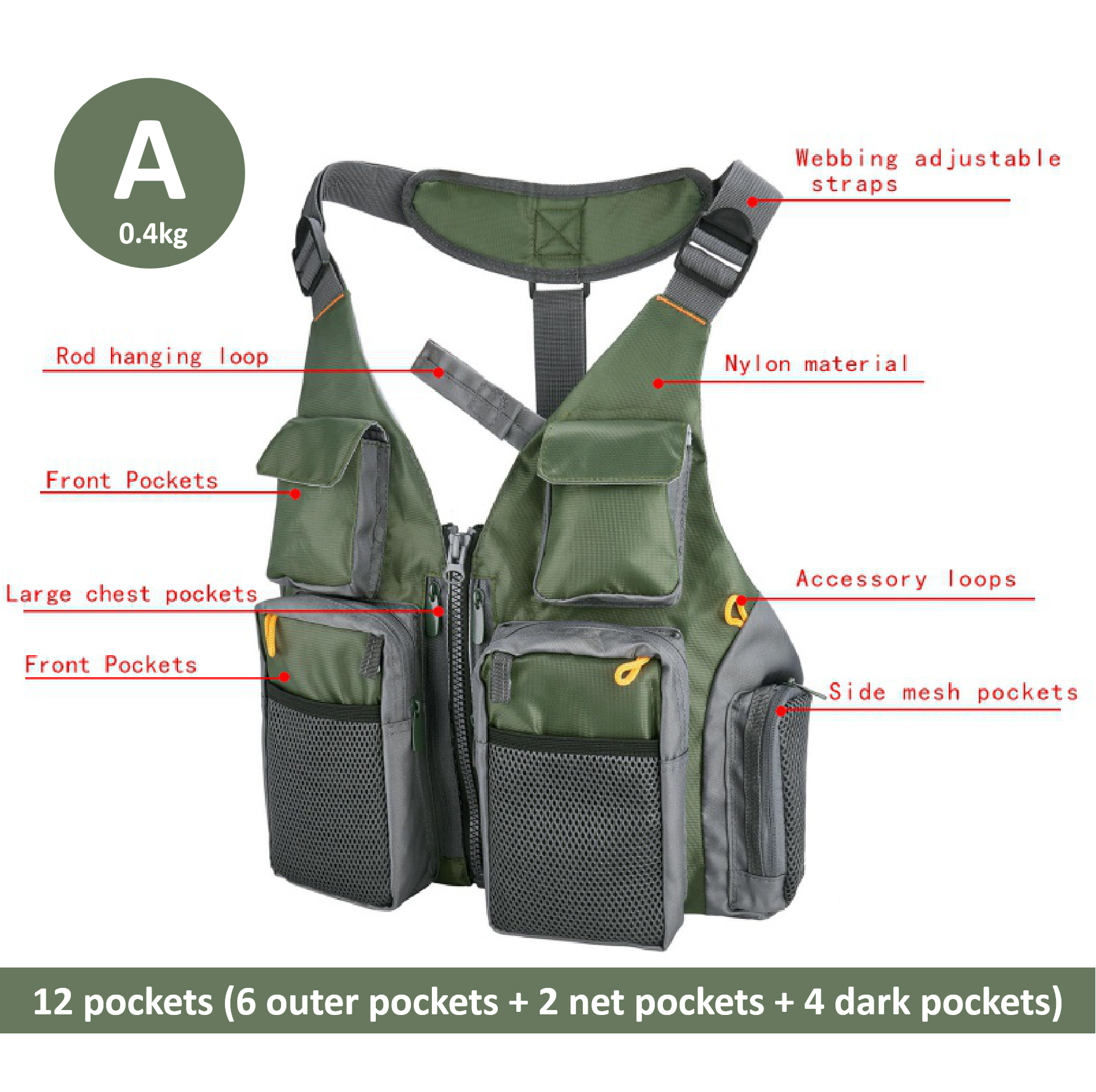 Breathable Fishing Vest Outdoor Sports Fly Swimming Adjustable Mutil-Pocket Packs Fishing Tackle Accessories Men Ladies