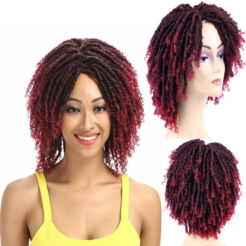 Korte Faux Locs Gehaakte Vlechten Haar Pruiken Voor Zwarte Vrouwen Krullend Dreadlocks Gevlochten Pruik Synthetische Zachte Locs Haak Twist Haar pruik