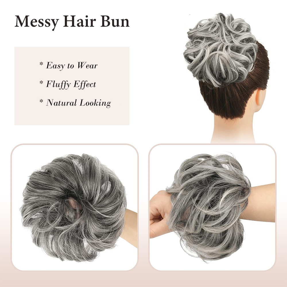 Moño desordenado pieza de cabello rizado ondulado moño extensiones de coleteros sintético despeinado Updo postizos para mujeres