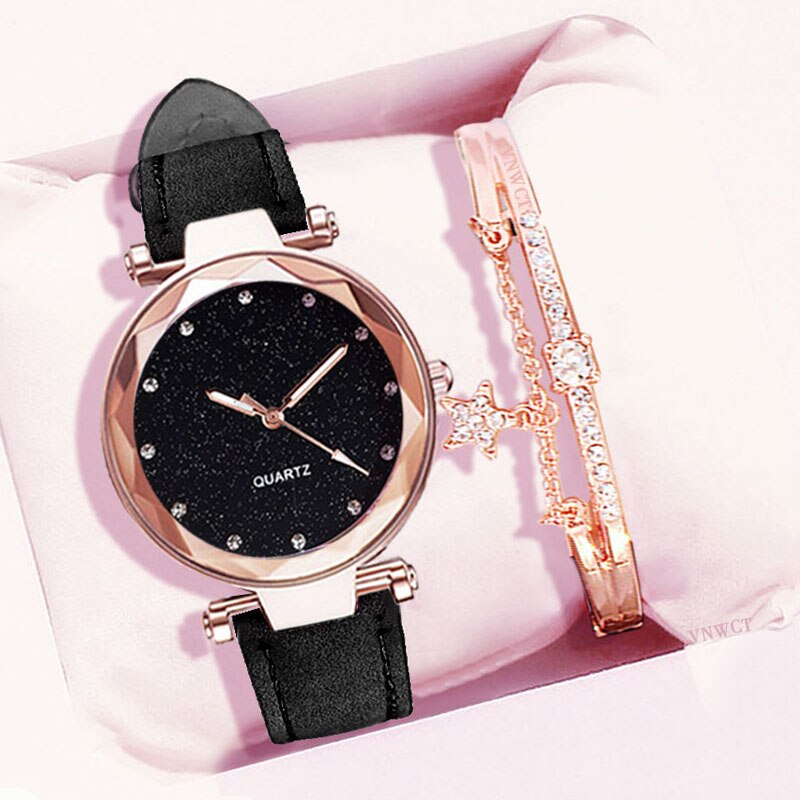 Vrouwen Sterrenhemel Horloge Armband Luxe Diamanten Horloges Dames Casual Lederen Band Quartz Horloge Vrouwelijke Klok Zegarek Damski