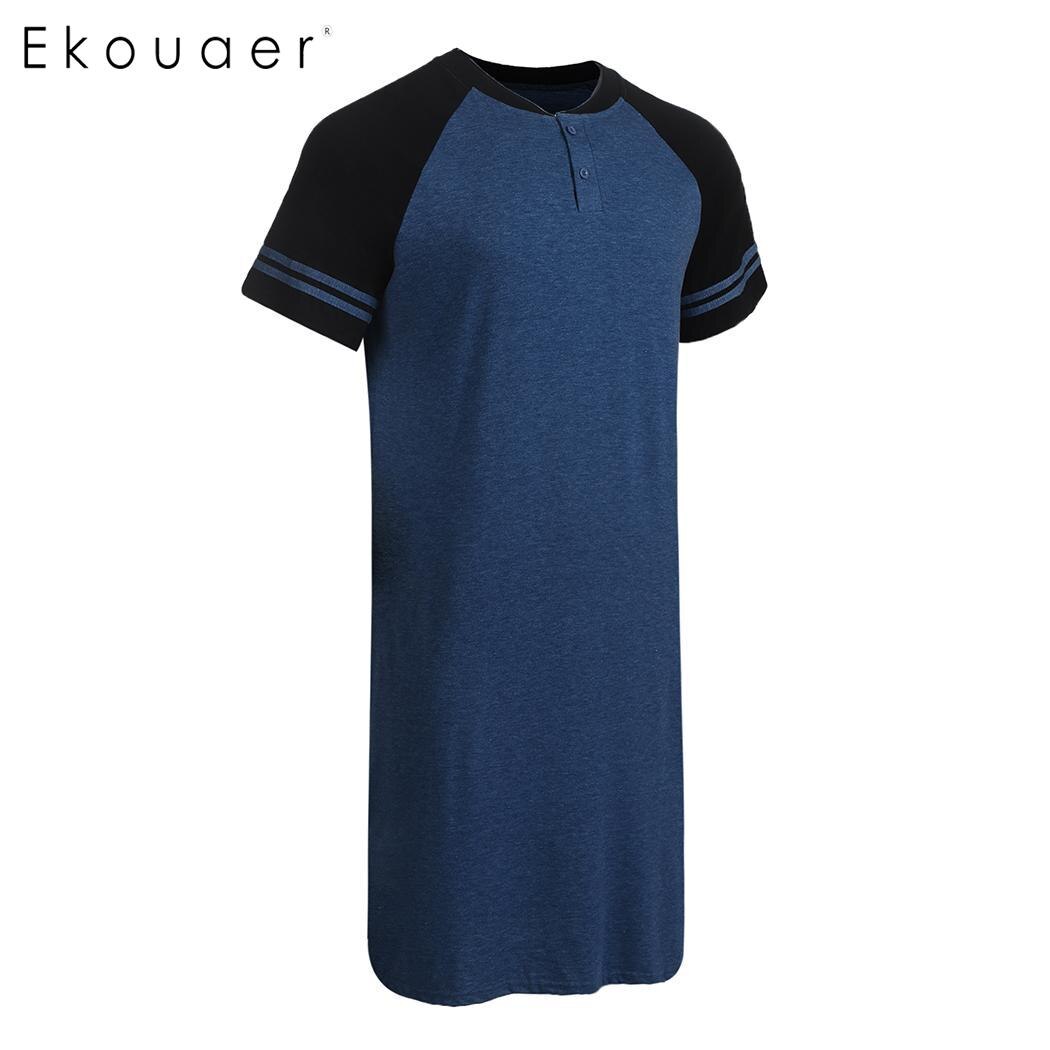 Ekouaer camisas de dormir para hombre ropa de dormir de manga corta suelta camisa de dormir larga camisas de dormir para hombre ropa de dormir cómoda para el hogar talla M-3XL