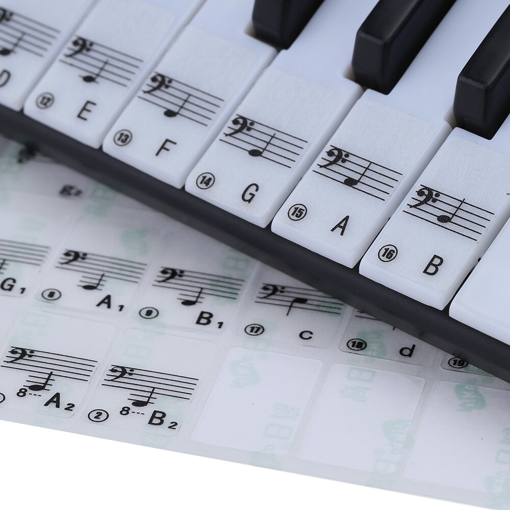 ! Transparent Piano Keyboard Sticker 49/61 Key Electronic Keyboard 88 Key Piano Stave Note Sticker for White Keys