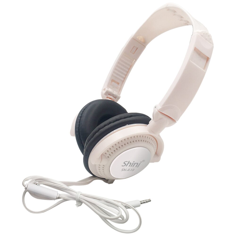 3.5mm trådede øretelefoner headset tråd vandtæt til pc gamer stereo foldbare bas hovedtelefoner til telefon med mikrofon ørepropper: Hvid