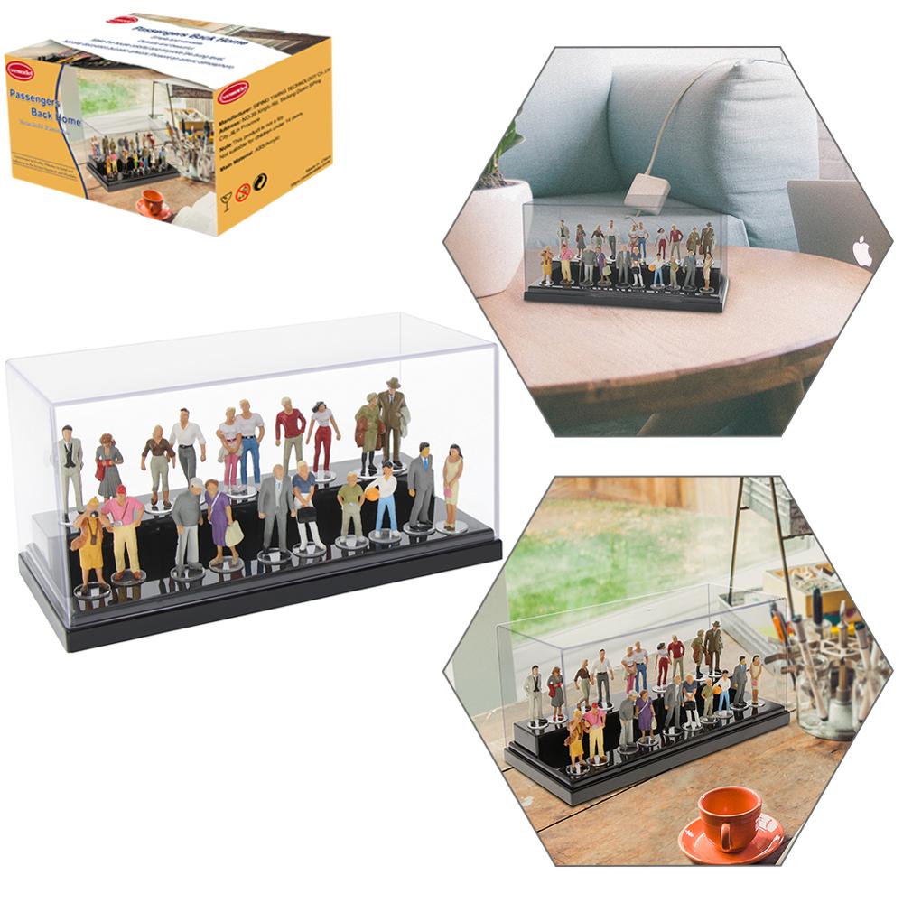 20 Pcs Alle Staande O Schaal 1:43 Geschilderde Figuren Passagiers Terug Thuis Desktop Decor Acryl Display Case P4307T