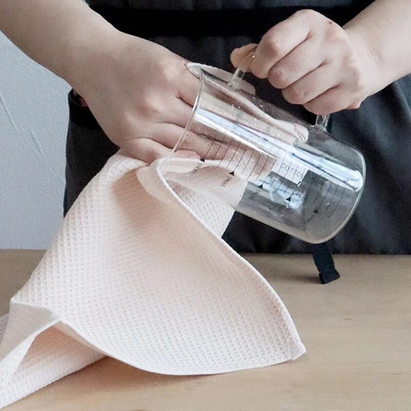 4-teilige Waschlappen aus Baumwolle, einfarbig, Waffeltücher, saugfähiges Reinigungsmittel, geeignet für viele Szenarien