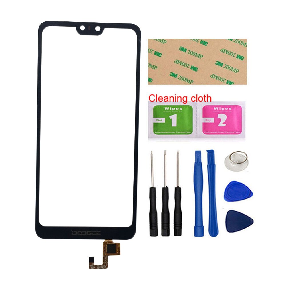 Écran tactile de 5.84 pouces pour Doogee N10, numériseur d'écran tactile pour Doogee Y7, capteur d'écran tactile, outils en verre avant, lingettes: Black With Tools