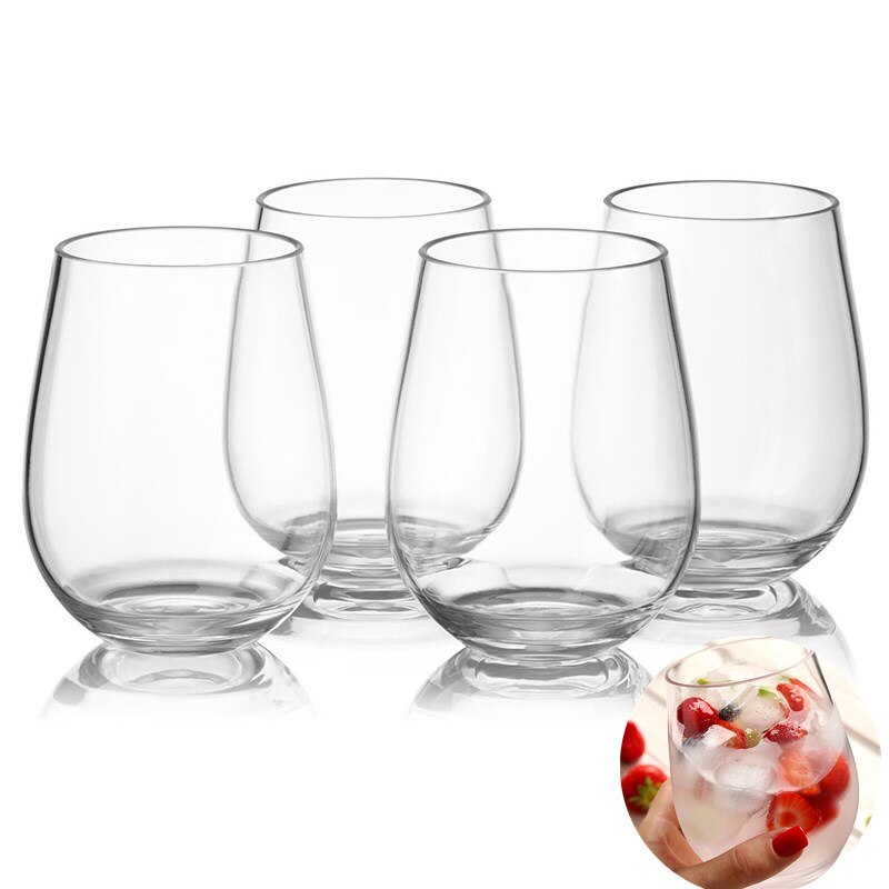 4pc uknuselige vinglass gjennomsiktig fruktjuice ølkopp splintfri plastglass kopper bar gereedschap shotglass