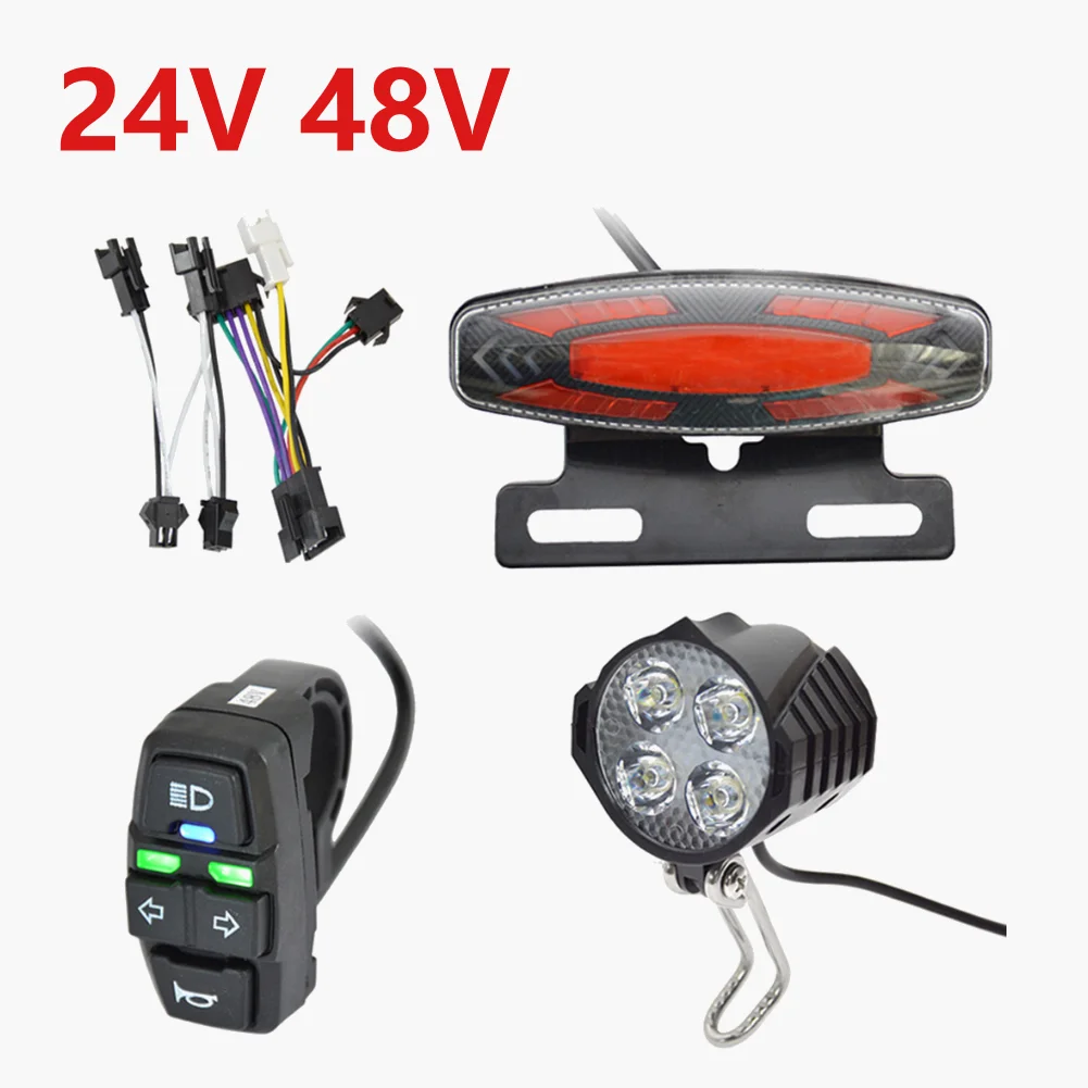 Luz trasera de freno LED para bicicleta eléctrica, lámpara trasera de señal de giro de alto brillo, fácil instalación para luz trasera de bicicleta eléctrica de 36V y 48V: plum