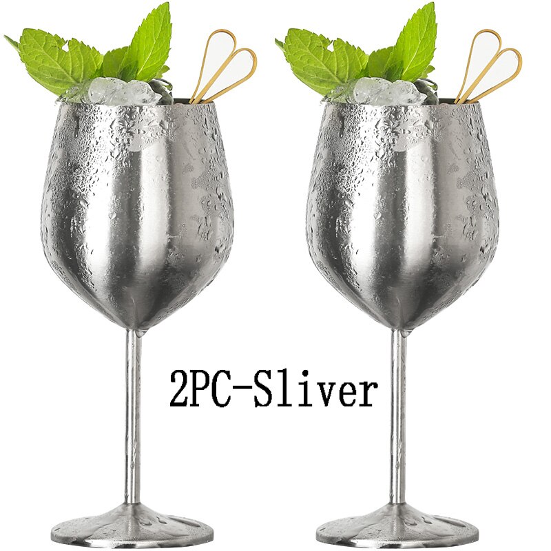 2 stk vinglass rustfritt stål 18/8 metall vinglass bar vinglass champagne cocktail drikkekopp sjarm festutstyr: 2pc- fliser