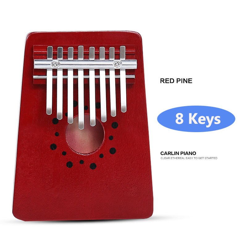 8/10 teclas kalimba pinho sólido africano mogno polegar dedo piano sanza mbira calimba tocar com guitarra instrumentos musicais de madeira: Red Pin  8 Keys