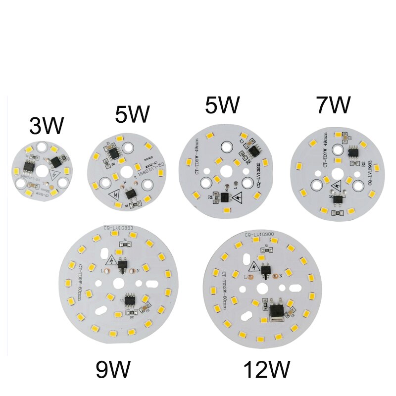 Pcb led 220v ~ 240V SMD2835 3w 5w 7w 9w 12w, pilote ic intégré, perles Led intelligentes IC SMD, Source de lumière pour ampoule Led, 5 pièces,