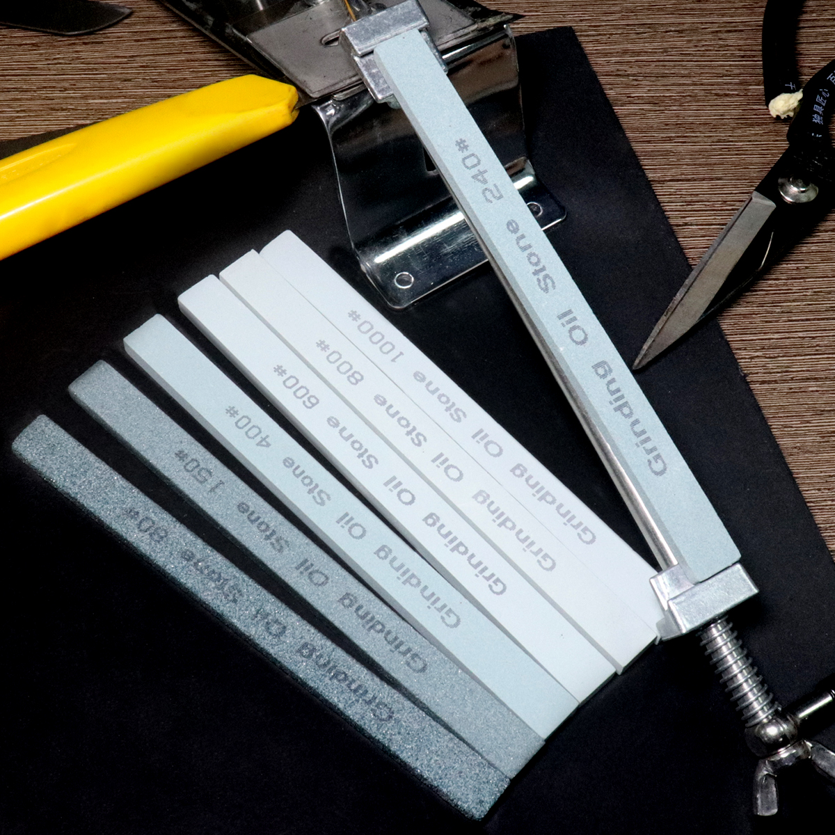 7 stks Slijpsteen Set Mes Slijpsteen Groen Siliciumcarbide Olie Steen Honing Steen 80 # 150 # 240 # 400 # 600 # 800 # 1000 #