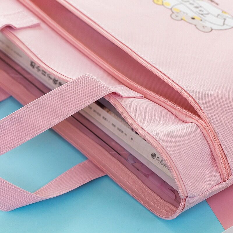 MINKYS Waterproof Canvas Double Layer A4 Folder Organizer Bag Document File Bag Folder Storage Bag School Office Stationery