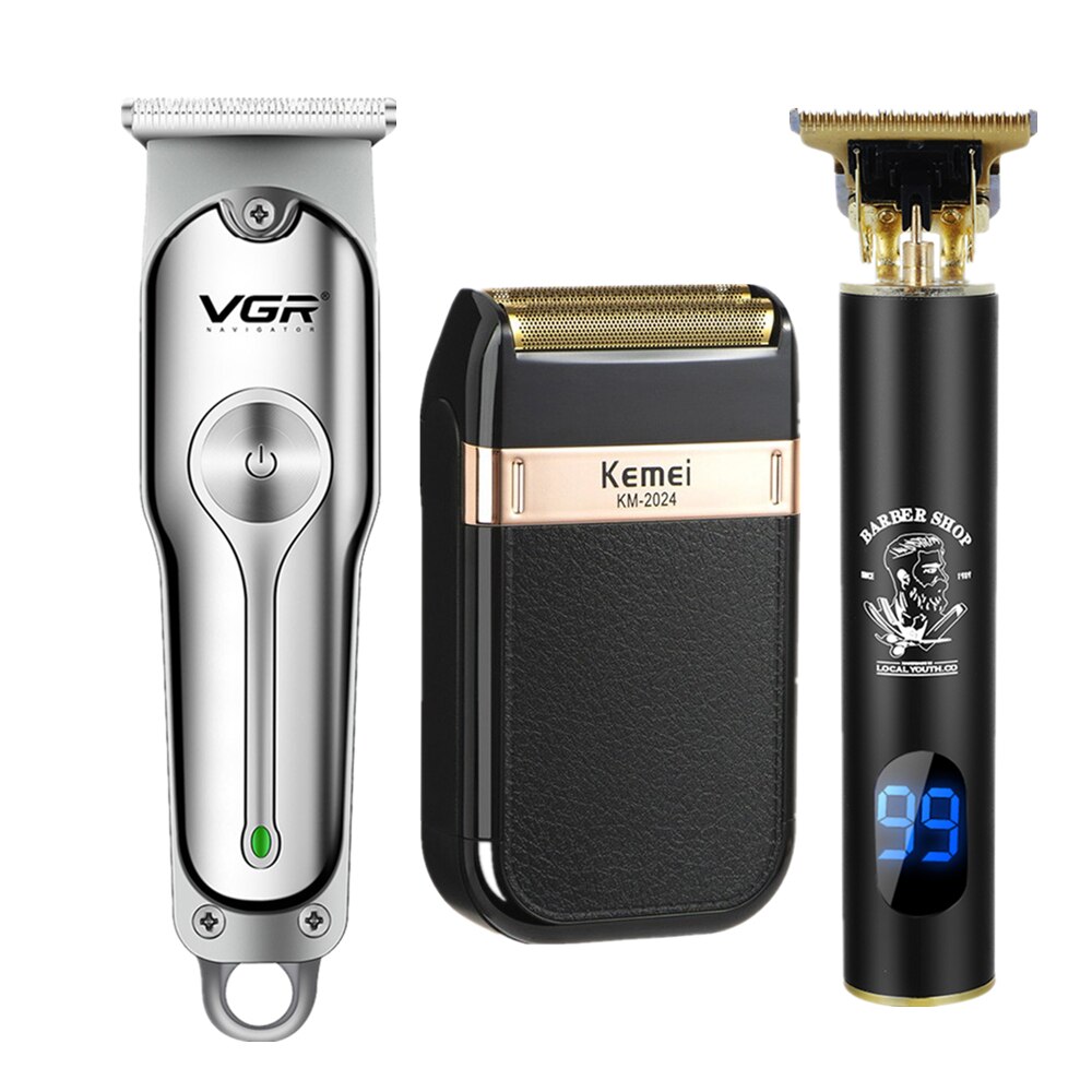 LCD Hair Cutting Machine Cordless Hair Clipper Barber Hair Clipper Electric Hair Clippers Beard Trimmers Mower: trimmer set 3