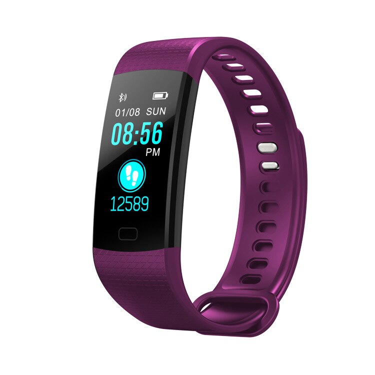 Y5 Smart Bracelet uomo donna Sport Watch cardiofrequenzimetro Fitness Tracker orologio per la pressione sanguigna schermo a colori Activity Tracker cinturino da polso: Purple