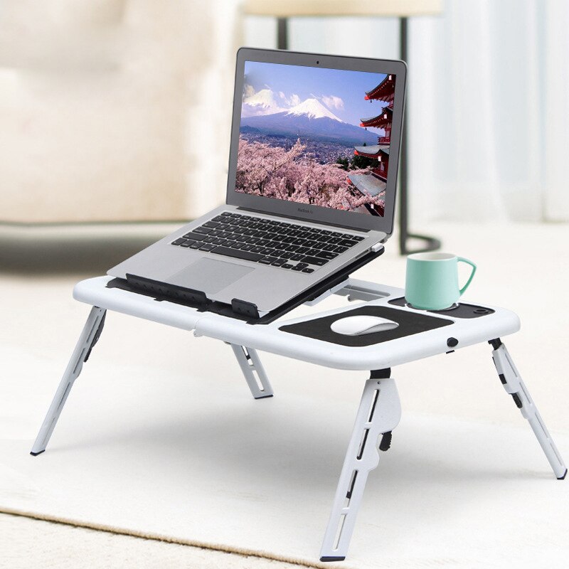 Multi-Function Laptop Computer Table, Stand-Up Folding Computer Table, Laptop Tray Support on USB Cooling Bed