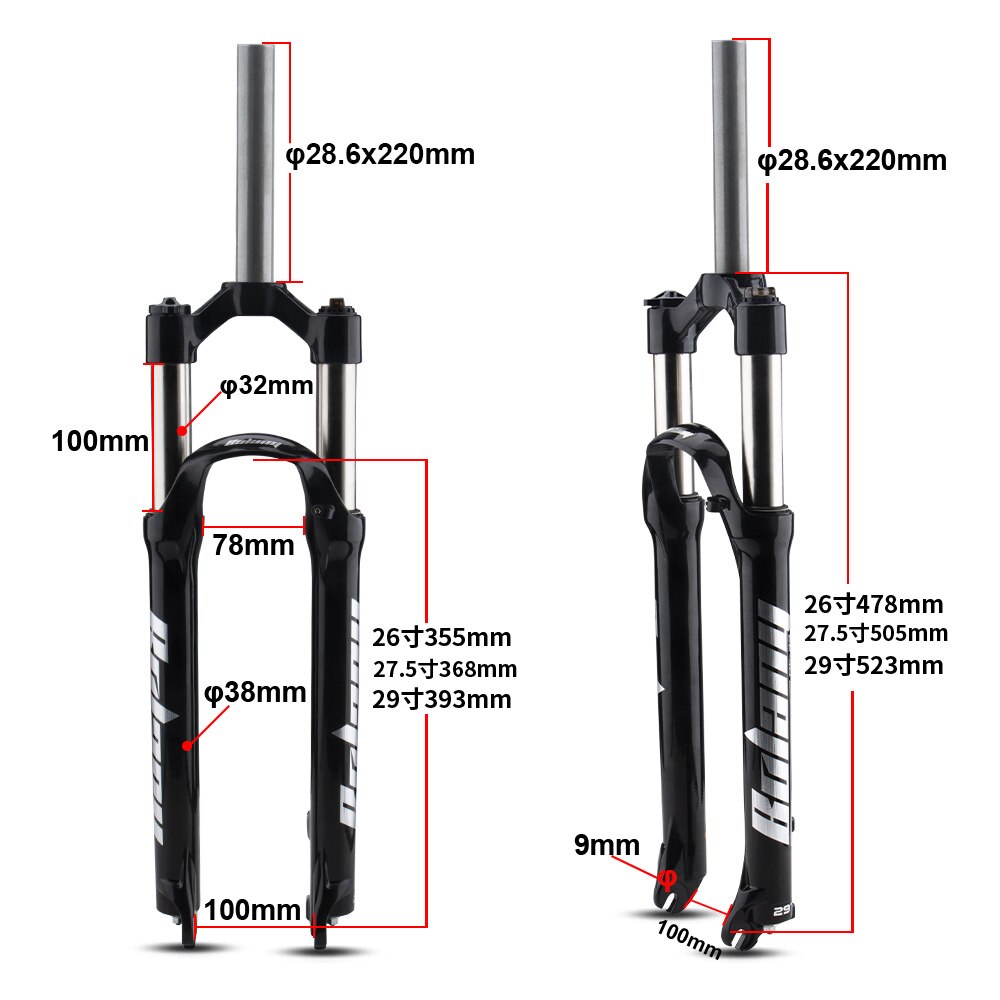 MTB Fork Air Bicycle Front Suspension 26/27.5/29inch 32mm Straight Tube Manual Mechanical Lockout Alloy Quick Release Bike Fork