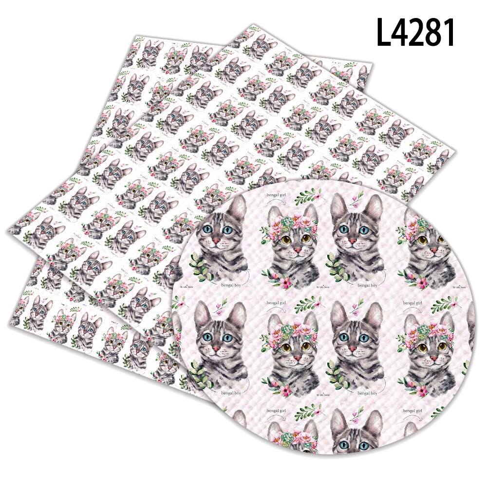 Feuilles de cuir synthétiques A4 22x30cm pour bricolage, imprimés de dessins animés d'animaux différents, fournitures de couture faites à la main, décor de vêtements: L4281