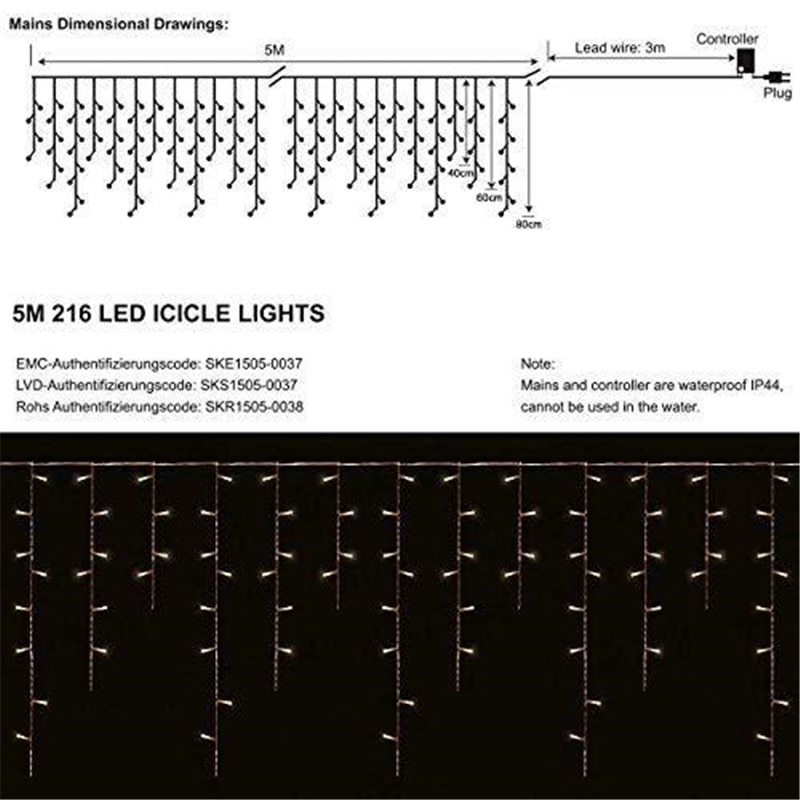 Jaar Led Gordijn Garland Op Het Raam Kerstverlichting 4 M/5 M