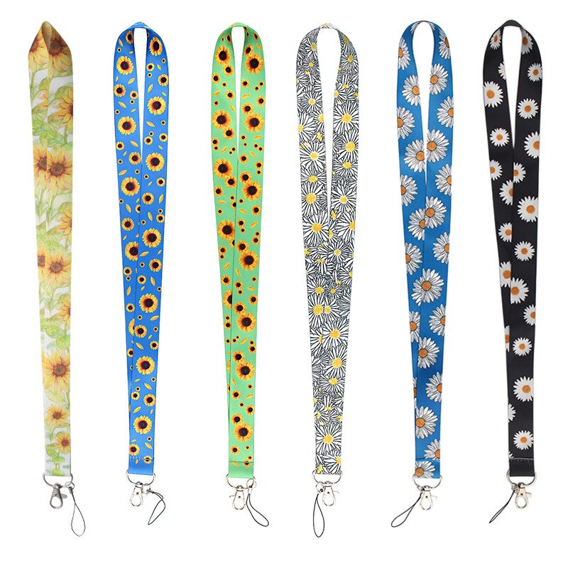 Vrouwen Sleutelhanger Holder Neck Strap Lanyard Bloemenprint Lanyard Card Id Houder Auto Sleutelhanger Id-kaart Badge Kids: random color 1pcs
