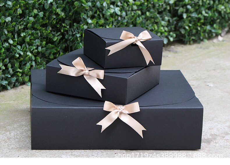 10pcs Kraft Paper Baking Cookies Box Packaging Packaging Box Birthday Weeding Custom Print Event Party Supplies Packaging: Black / 16.5x16.5x5cm