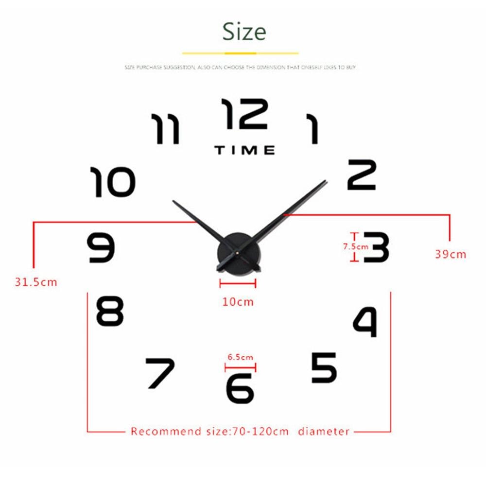 Vangold Frameless DIY Wall Clock, 3D Mirror Wall Clock Large Mute Wall Stickers for Living Room Bedroom Home Decorations