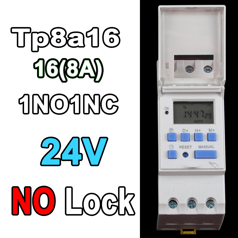 Temporizador interruptor din montaje en carril relé digital TP8A16 reloj semanal microordenador electrónico programable 220V48V 30A 12V AC timbre: Negro