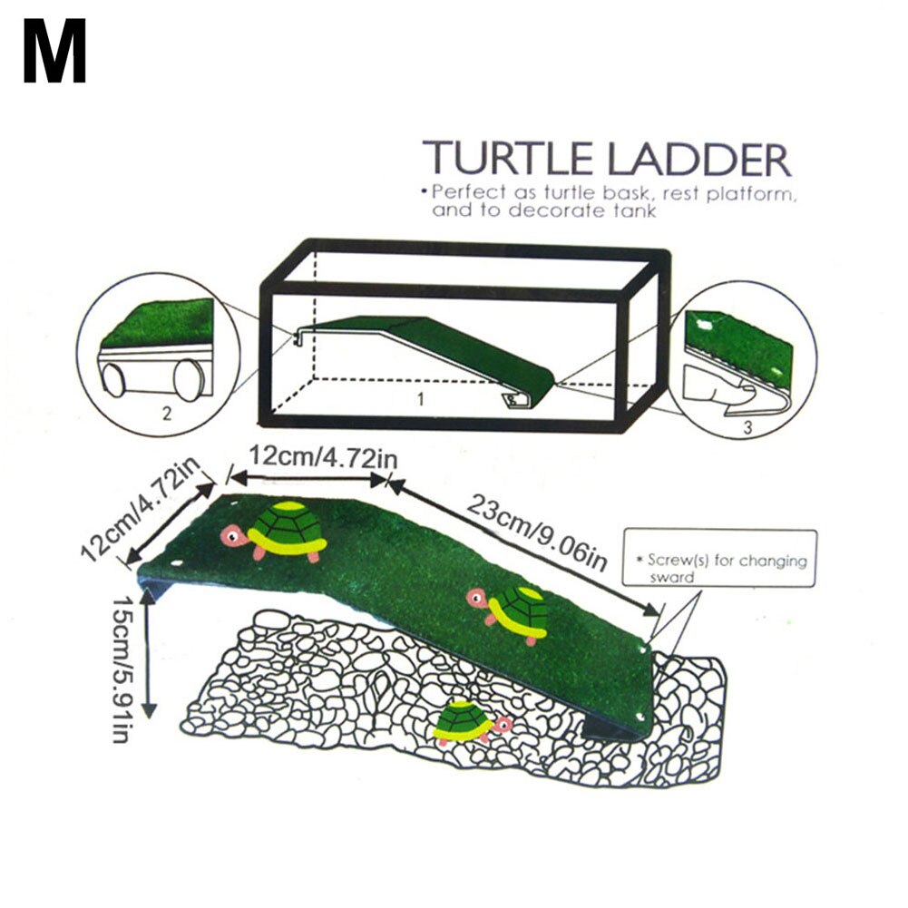 Schildpad Drogen Platform Schildpad Klimmen Ladder Reptiel Schildpad Aquarium Aquarium Gesimuleerde Gazon Landschapsarchitectuur Habitat Decoratie: M