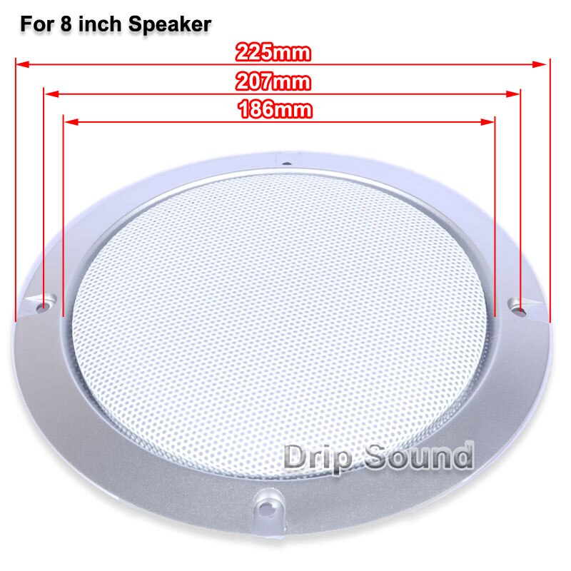 For 3"/4"/5"/6.5"/8"/10" Inch Audio Speaker Conversion Net Cover Decorative Circle Metal Mesh Grille Protection #Silver+White: 2pcs / For 8-inch Speaker