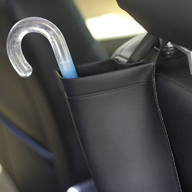 Universel siège de voiture porte-parapluie arrière en cuir PU sac de rangement étanche accessoires Auto pliant longue poignée porte-parapluie